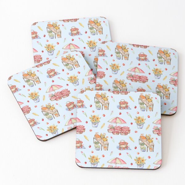 Item preview, Farmers Market Summer Pattern on Blue designed and sold by Flowersforbear.