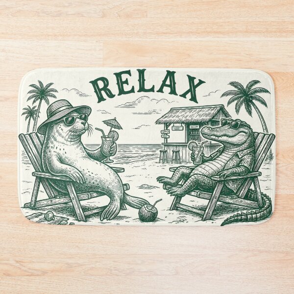 Item preview, Relax Cocktail Hour Beach Animals Retro Illustration designed and sold by tarzbol.