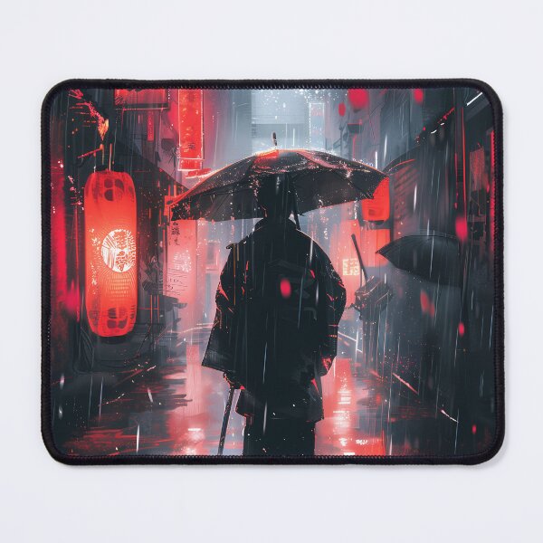 Item preview, Red Lantern Rainwalk – Neon Noir Umbrella Wanderer designed and sold by NeonHorizon Studio.