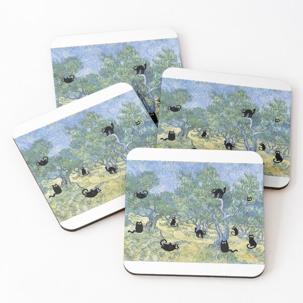 Item preview, Quirky cats in vincent van gogh’s olive grove designed and sold by QuirkyCatz.