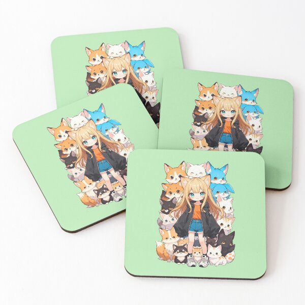 Item preview, MITSUKI Kawaii Anime Girl Surrounded By Cute Animals designed and sold by BorgSpareParts.