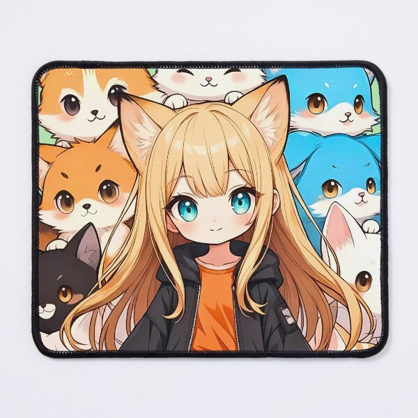 Item preview, MITSUKI Kawaii Anime Girl Surrounded By Cute Animals designed and sold by BorgSpareParts.