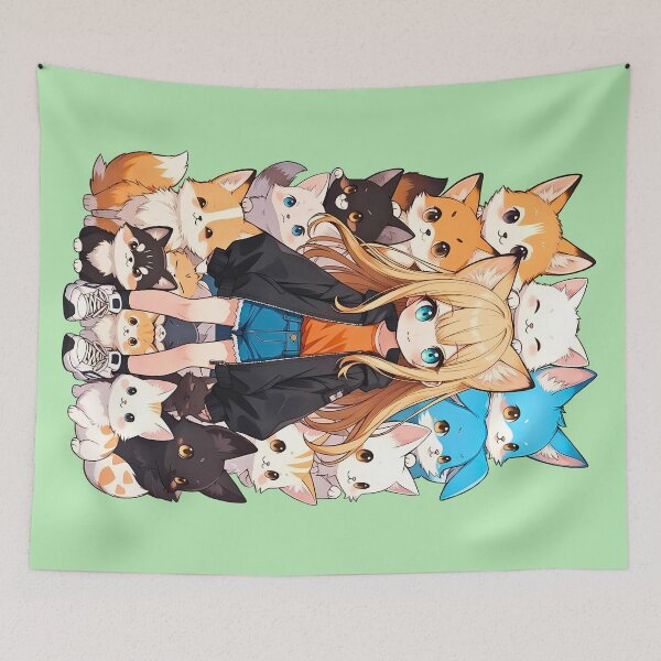 Item preview, MITSUKI Kawaii Anime Girl Surrounded By Cute Animals designed and sold by BorgSpareParts.