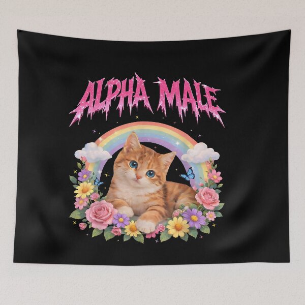 Item preview, Alpha Male Funny Kitten Rainbow Floral Hilarious Cat Meme Cat Lovers designed and sold by RDGNR.