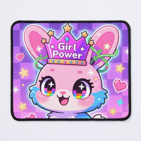 Item preview, Girl Power Glitch Bunny - Women's Day Kawaii Empowerment Art designed and sold by GlitchyBunnyBB.
