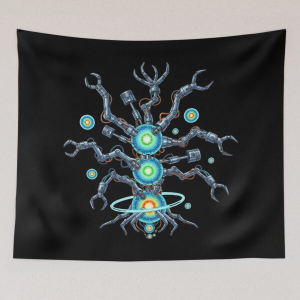 Item preview, Multi‑Arm Mecha Guardian with Energy Cores | Sci‑Fi Cosmic Droid T‑Shirt  designed and sold by Dzblack.