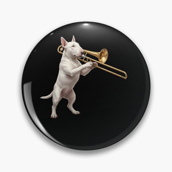 Item preview, Bull Terrier Playing Trombone Player Trombonist Dog Lover designed and sold by DoodleTortle.