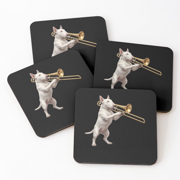 Item preview, Bull Terrier Playing Trombone Player Trombonist Dog Lover designed and sold by DoodleTortle.
