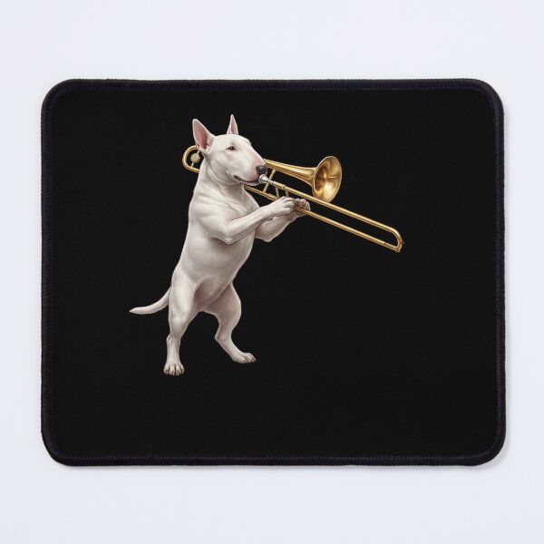 Item preview, Bull Terrier Playing Trombone Player Trombonist Dog Lover designed and sold by DoodleTortle.