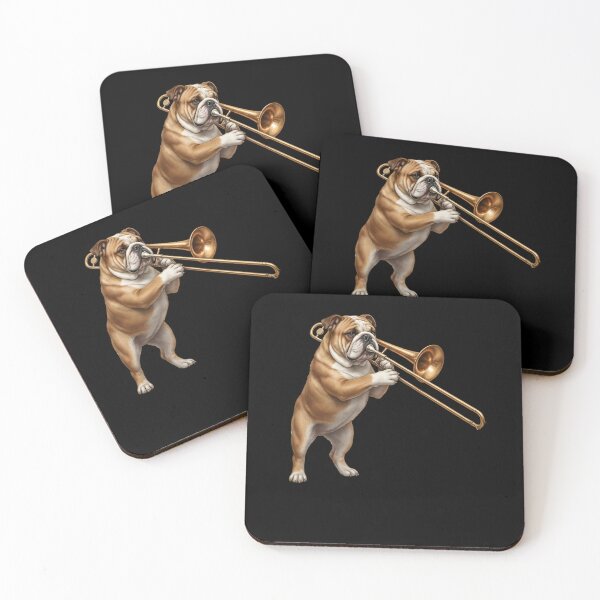 Item preview, Bulldog Playing Trombone Player Trombonist Dog Lover designed and sold by DoodleTortle.