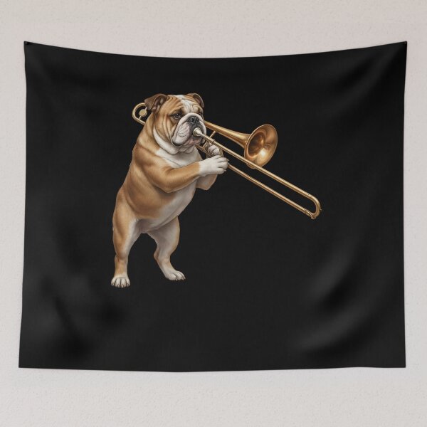Item preview, Bulldog Playing Trombone Player Trombonist Dog Lover designed and sold by DoodleTortle.