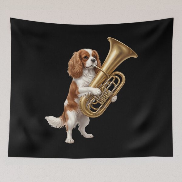 Item preview, Cavalier King Charles Spaniel Playing Tuba Player Tubaist Dog Lover designed and sold by DoodleTortle.