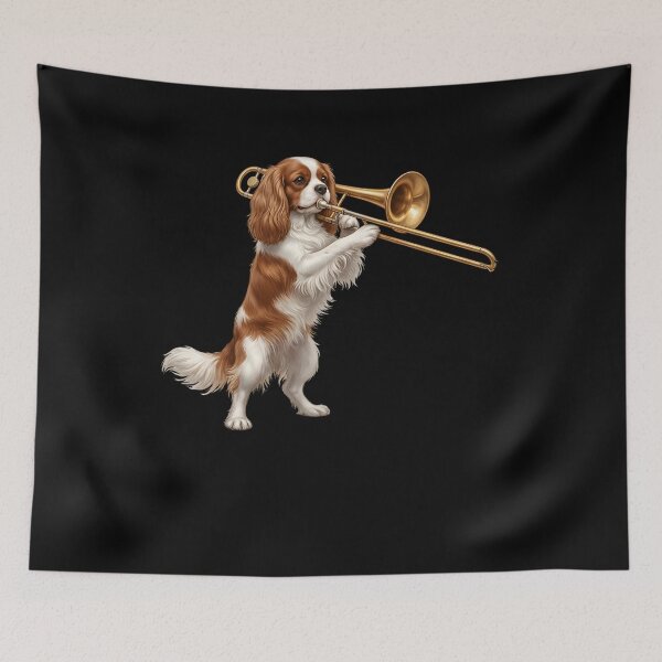 Item preview, Cavalier King Charles Spaniel Playing Trombone Player Trombonist Dog Lover designed and sold by DoodleTortle.