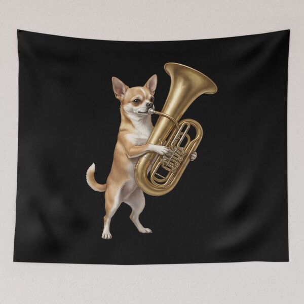 Item preview, Chihuahua Playing Tuba Player Tubaist Dog Lover designed and sold by DoodleTortle.