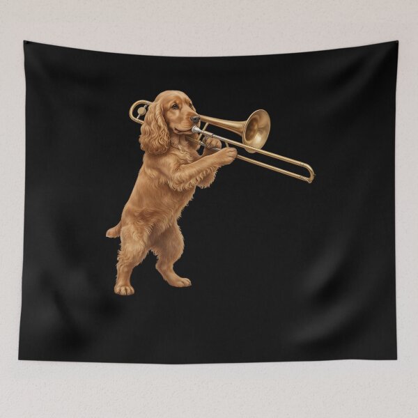 Item preview, Cocker Spaniel Playing Trombone Player Trombonist Dog Lover designed and sold by DoodleTortle.