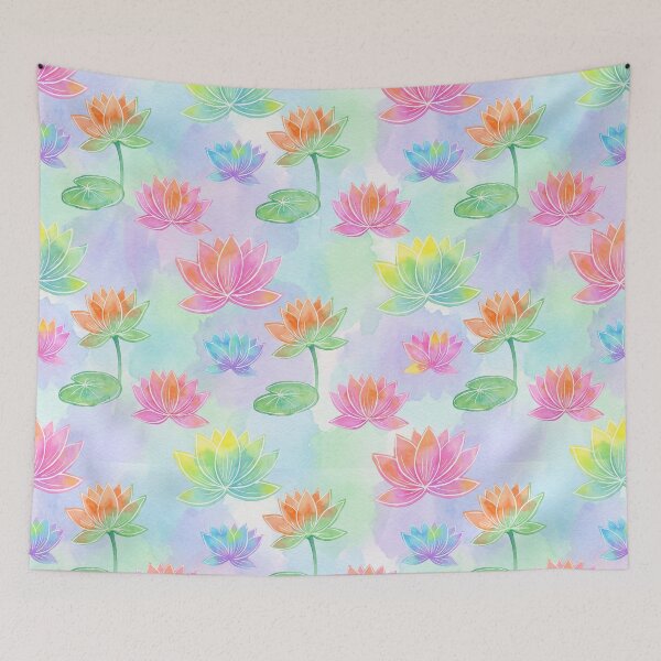 Item preview, Pastel Watercolour Lotus Flower Pattern designed and sold by Aurea Geometry.
