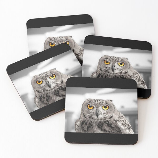 Item preview, Stunning Owl Portrait with Golden Eyes - Selective Color Wildlife Art designed and sold by AbulailArt.