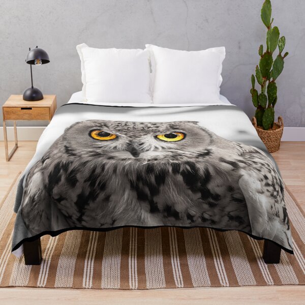 Item preview, Stunning Owl Portrait with Golden Eyes - Selective Color Wildlife Art designed and sold by AbulailArt.