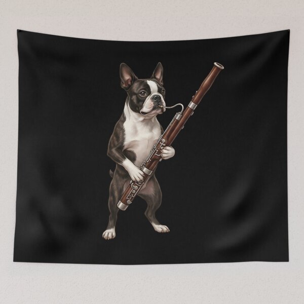 Item preview, Boston Terrier Playing Bassoon Player Bassoonist Dog Lover designed and sold by TerryConnells.