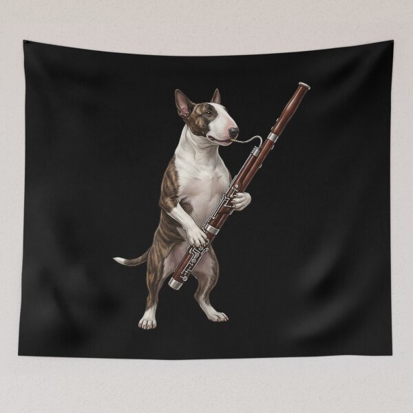 Item preview, Bull Terrier Playing Bassoon Player Bassoonist Dog Lover designed and sold by TerryConnells.