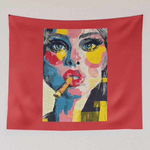 Item preview, Embrace Bold Beauty with a Vibrant Woman and Her Edgy Cigar Moment designed and sold by OlfactoART Studio.