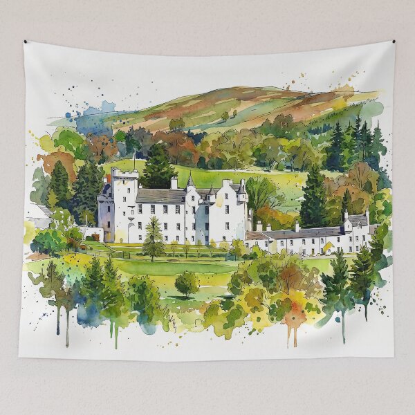Item preview, Watercolour illustration of Blair Castle, Highlands, Scotland designed and sold by davidelder.