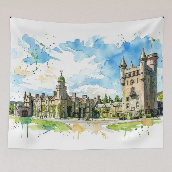 Item preview, Watercolour illustration of Balmoral Castle, Highlands, Scotland designed and sold by davidelder.