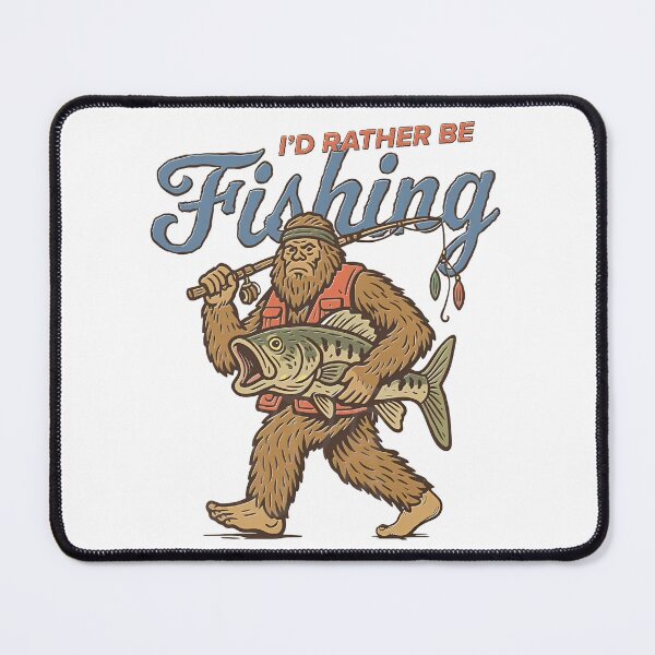 Item preview, Retro Sasquatch, Funny Bigfoot Fishing, I'd Rather Be Fishing designed and sold by DonnaLoly.