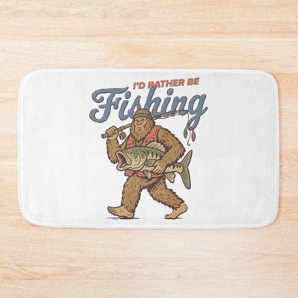 Item preview, Retro Sasquatch, Funny Bigfoot Fishing, I'd Rather Be Fishing designed and sold by DonnaLoly.