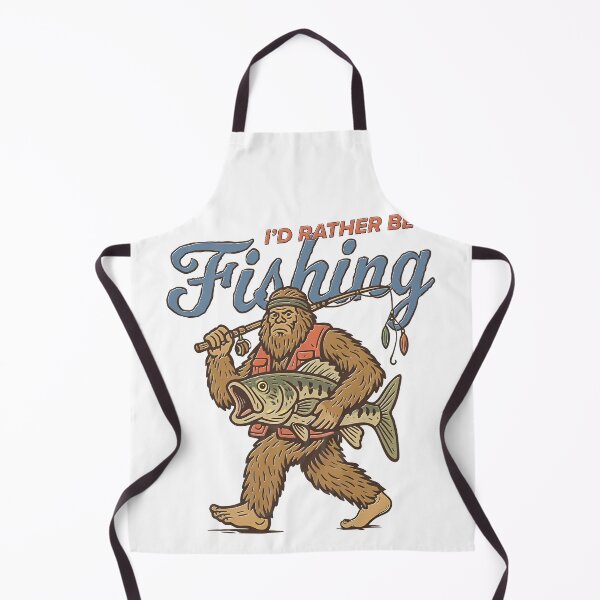 Item preview, Retro Sasquatch, Funny Bigfoot Fishing, I'd Rather Be Fishing designed and sold by DonnaLoly.
