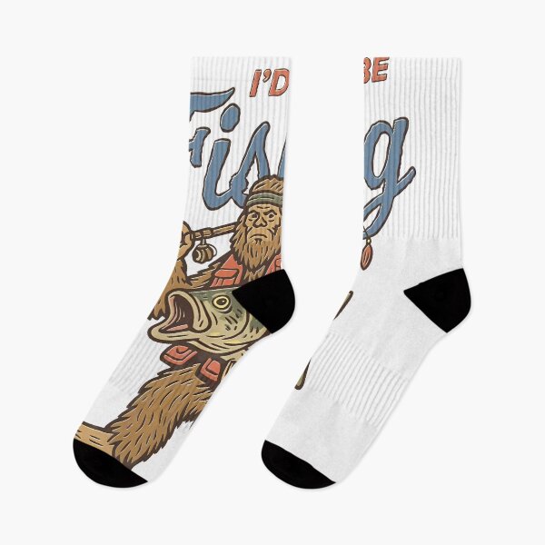 Item preview, Retro Sasquatch, Funny Bigfoot Fishing, I'd Rather Be Fishing designed and sold by DonnaLoly.
