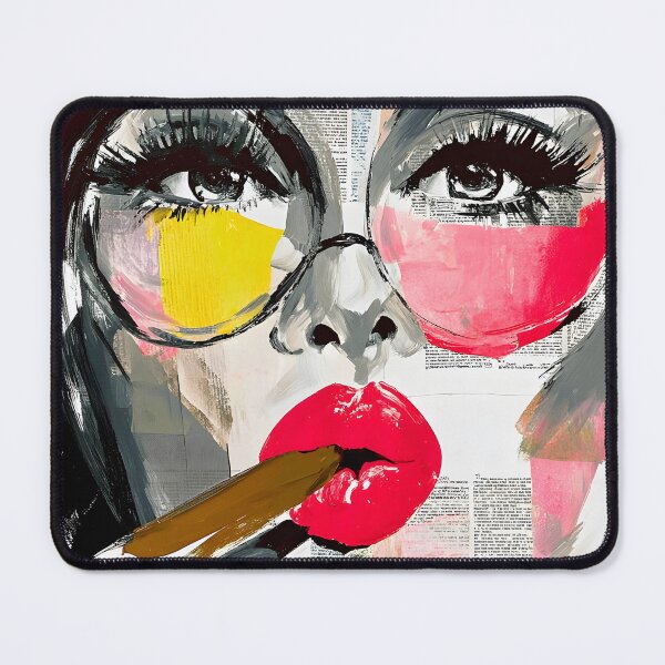 Item preview, Step into Urban Edge with a Bold Woman, Red Lips, and Cigar Confidence designed and sold by OlfactoART Studio.