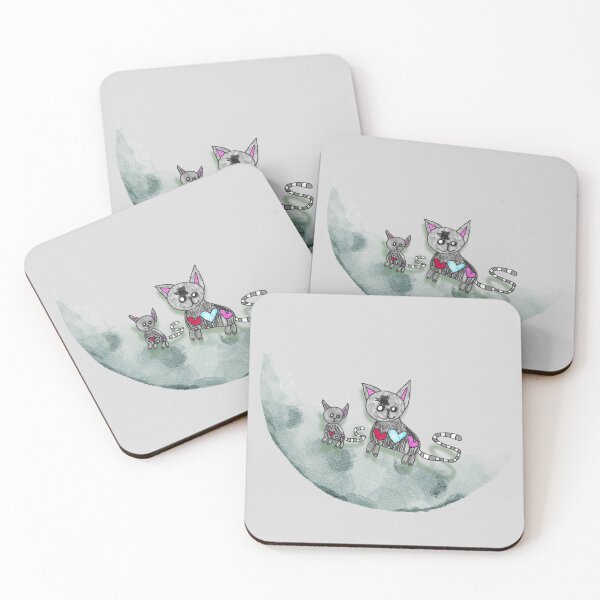 Item preview, Two Cats on Moon Illustration designed and sold by nimbfeja.