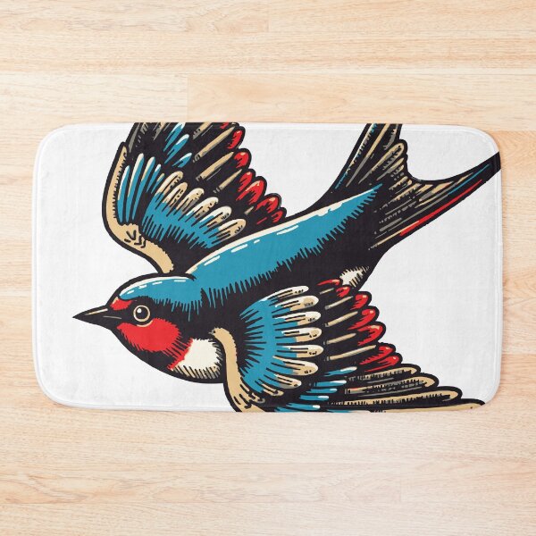 Item preview, Swallow bird blue red plumage and tan wings in flight  designed and sold by Good_Things.