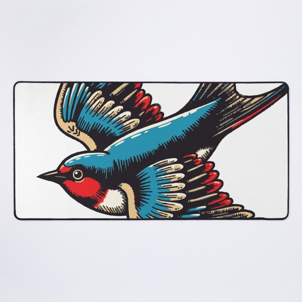 Item preview, Swallow bird blue red plumage and tan wings in flight  designed and sold by Good_Things.