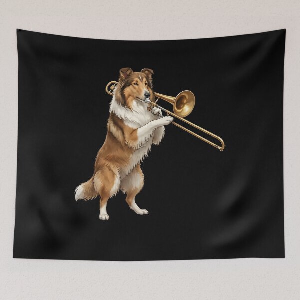 Item preview, Collie Playing Trombone Player Trombonist Dog Lover designed and sold by DoodleTortle.