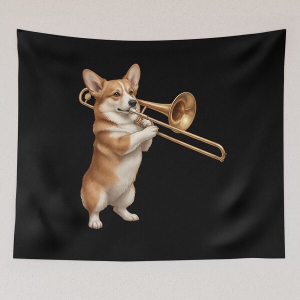 Item preview, Corgi Playing Trombone Player Trombonist Dog Lover designed and sold by DoodleTortle.