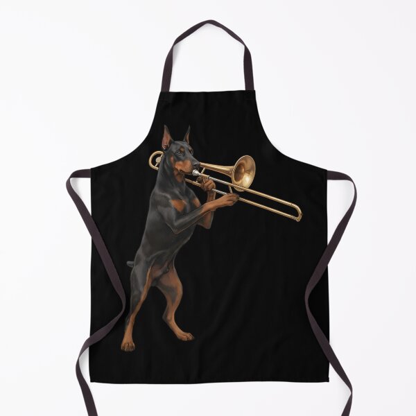 Item preview, Doberman Pinscher Playing Trombone Player Trombonist Dog Lover designed and sold by DoodleTortle.