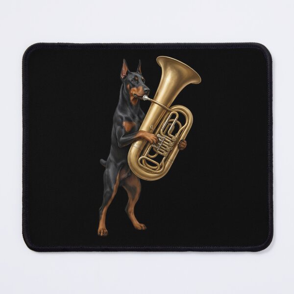 Item preview, Doberman Pinscher Playing Tuba Player Tubaist Dog Lover designed and sold by DoodleTortle.