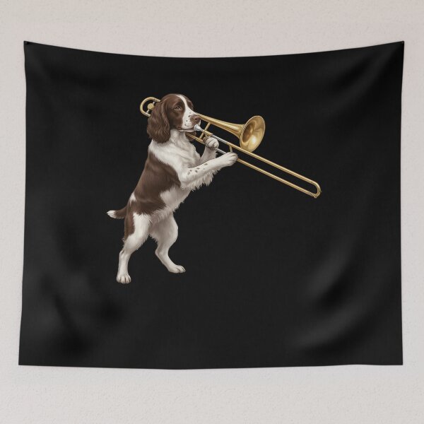 Item preview, English Springer Spaniel Playing Trombone Player Trombonist Dog Lover designed and sold by DoodleTortle.