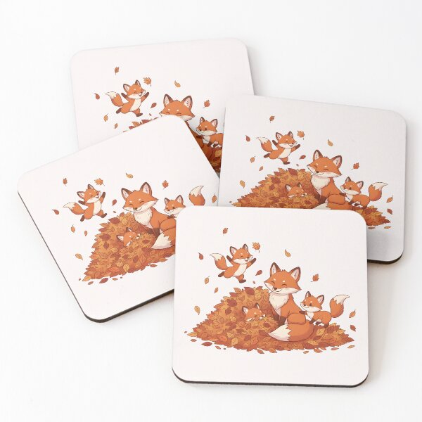 Item preview, Cute Fox Family Playing in Autumn Leaves designed and sold by naragon4289.