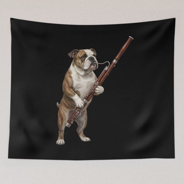 Item preview, Bulldog Playing Bassoon Player Bassoonist Dog Lover designed and sold by TerryConnells.