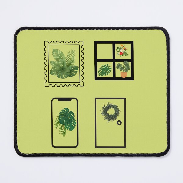 Item preview, Monstera in the window, on a smartphone and on a stamp designed and sold by Atelierby-Anita.