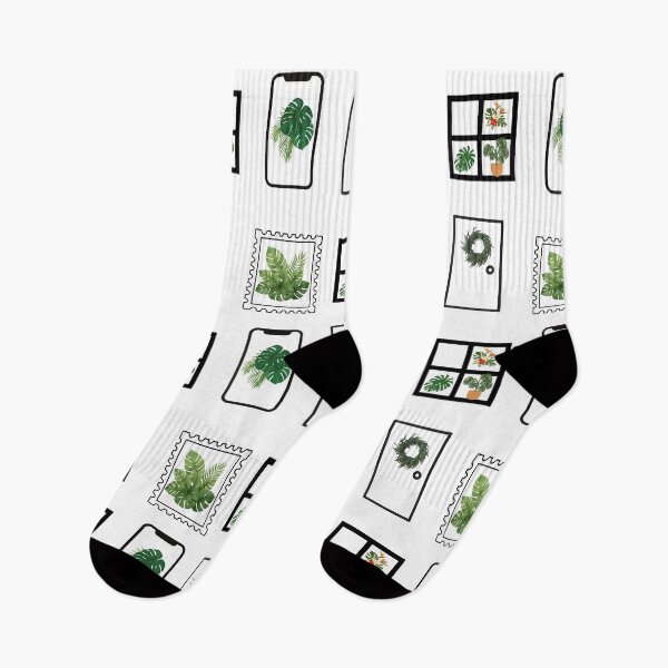 Item preview, Monstera in the window, on a smartphone and on a stamp designed and sold by Atelierby-Anita.