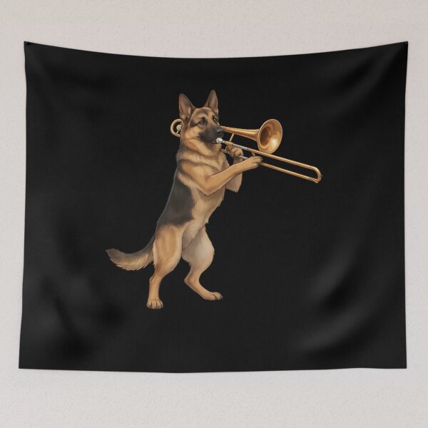 Item preview, German Shepherd Playing Trombone Player Trombonist Dog Lover designed and sold by DoodleTortle.