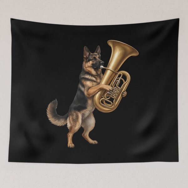 Item preview, German Shepherd Playing Tuba Player Tubaist Dog Lover designed and sold by DoodleTortle.