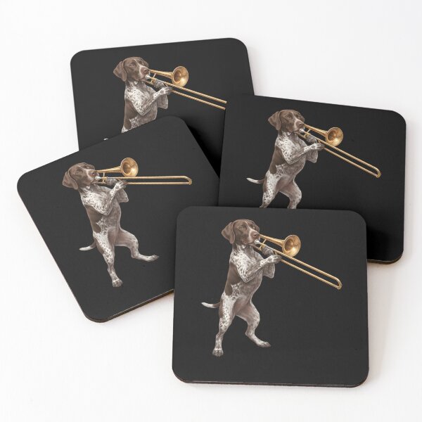 Item preview, German Shorthaired Pointer Playing Trombone Player Trombonist Dog Lover designed and sold by DoodleTortle.