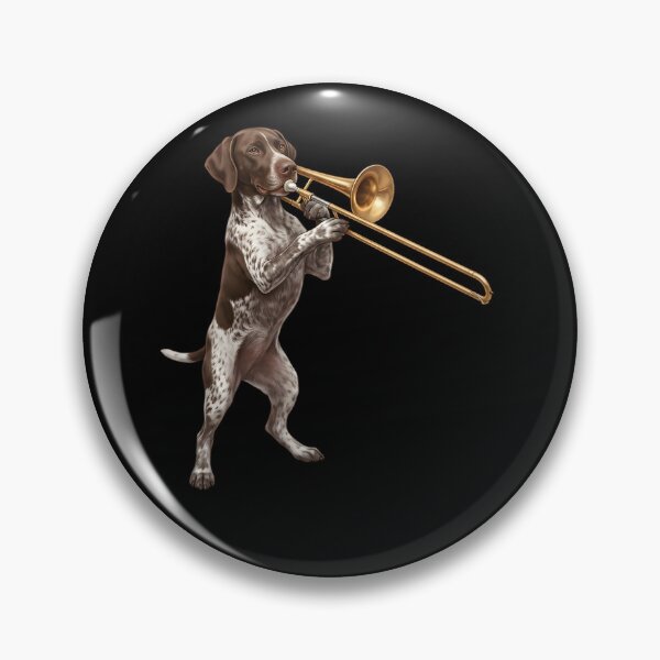 Item preview, German Shorthaired Pointer Playing Trombone Player Trombonist Dog Lover designed and sold by DoodleTortle.