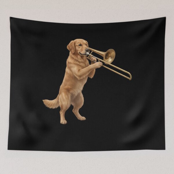 Item preview, Golden Retriever Playing Trombone Player Trombonist Dog Lover designed and sold by DoodleTortle.