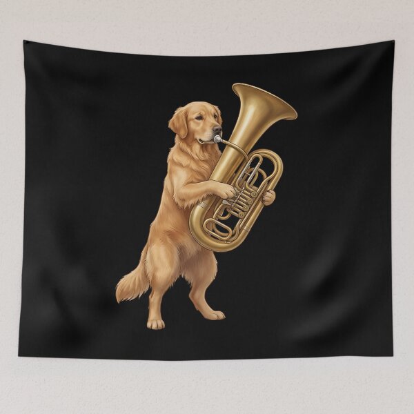 Item preview, Golden Retriever Playing Tuba Player Tubaist Dog Lover designed and sold by DoodleTortle.